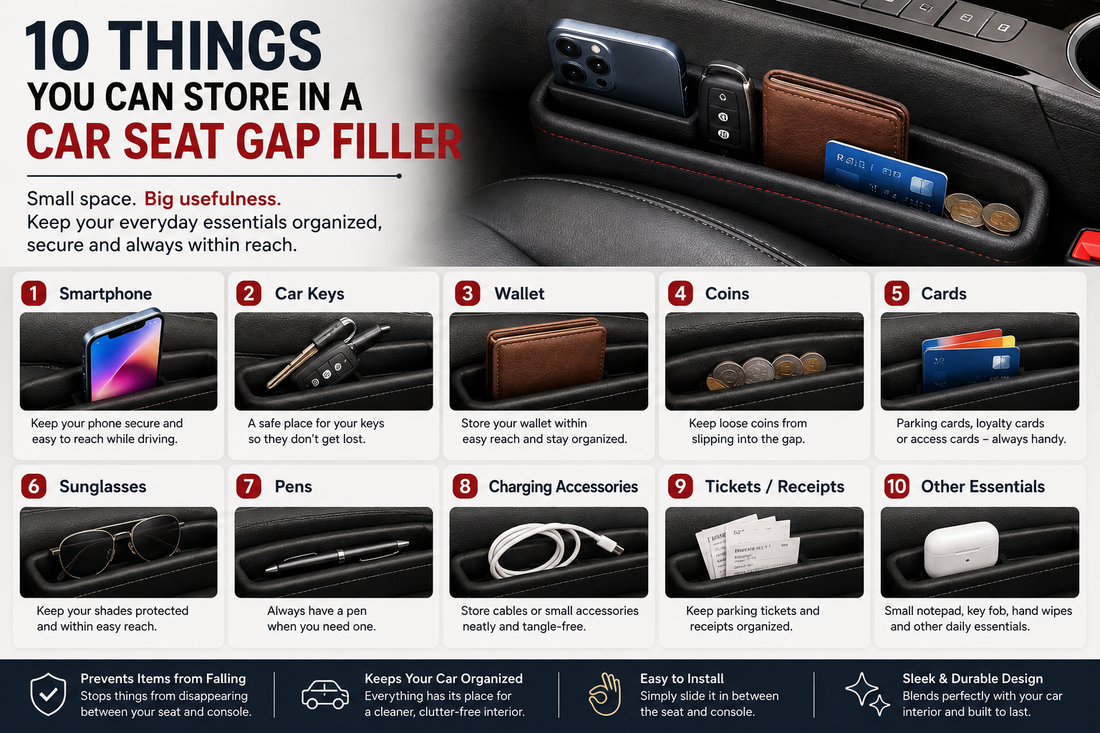 10 Things You Can Store in a Car Seat Gap Filler
