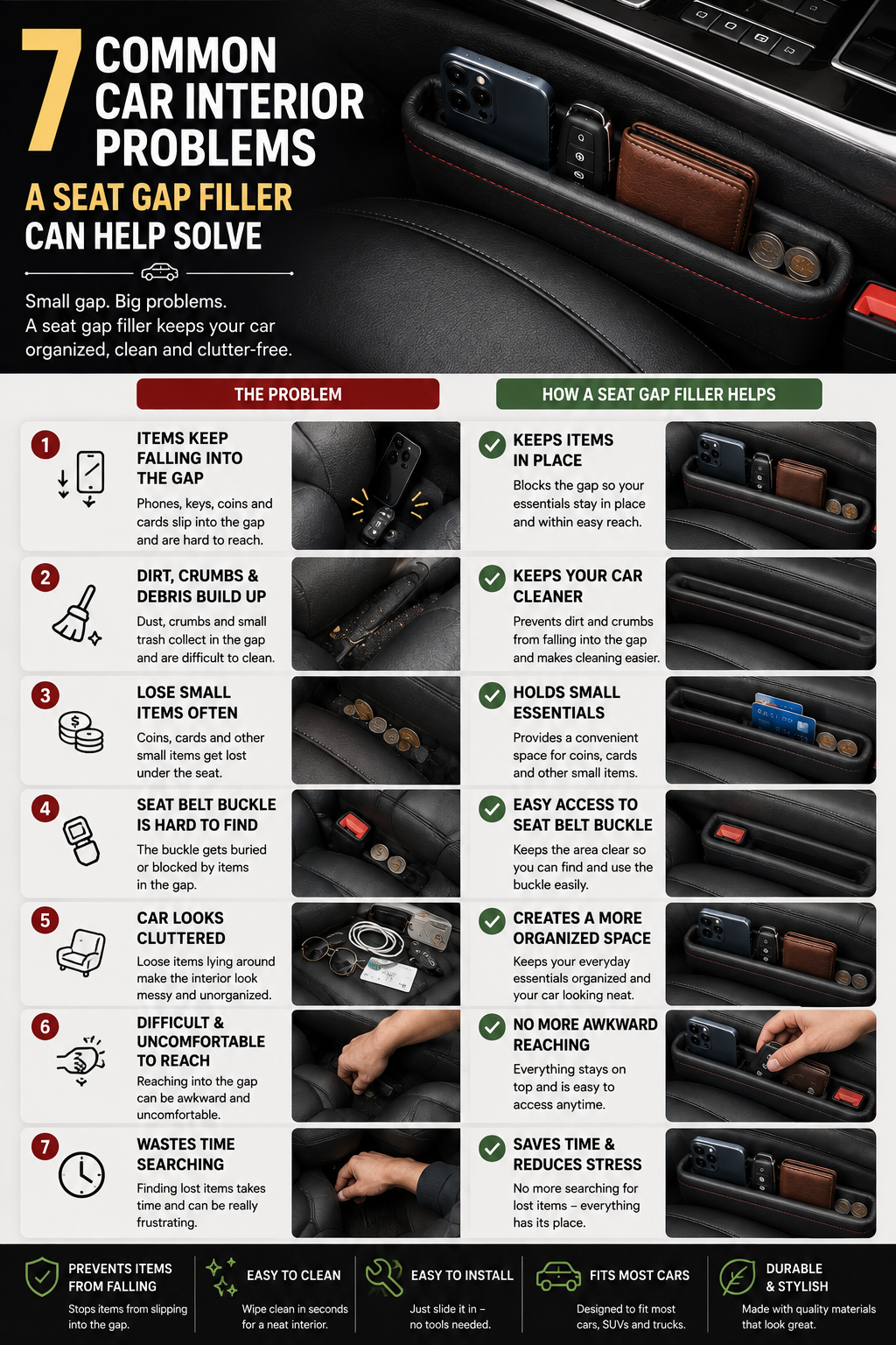 7 Common Car Interior Problems a Seat Gap Filler Can Help Solve